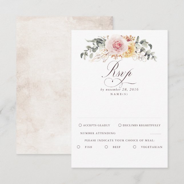 Colourful Foliage Boho Wedding RSVP Card (Front/Back)