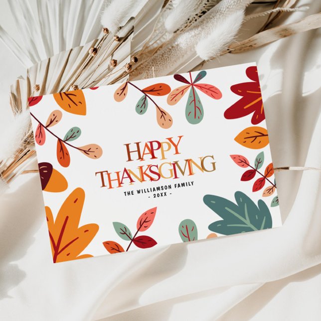 colourful foliage Happy Thanksgiving Card (Creator Uploaded)