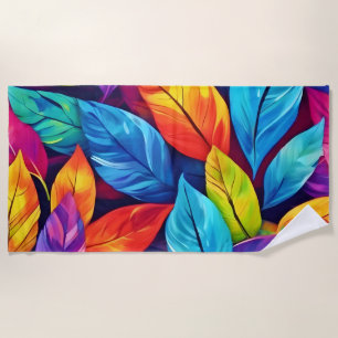 Colourful Foliage Pattern Artwork Beach Towel