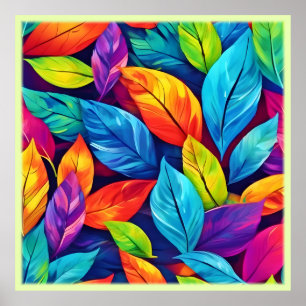 Colourful Foliage Pattern Artwork Poster
