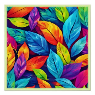Colourful Foliage Pattern Artwork Poster