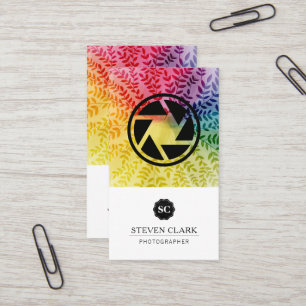 Colourful Foliage Pattern Camera Shutter Business Card