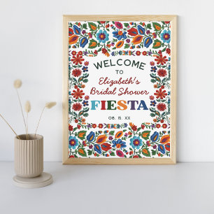 Colourful Folk Art Floral Embroidery Fiesta Welcom Poster