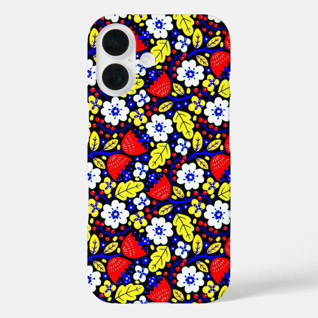 Colourful Folk Art Floral Pattern iPhone Case (Back)
