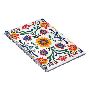 Colourful Folk Art Floral Pattern Spiral Notebook