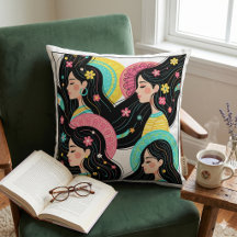 Colourful Folk Art Floral Portraits - Modern Boho