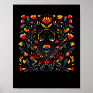 Colourful Folk Art Illustration Featuring A Panda Poster