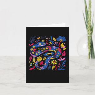 Colourful Folk Art Illustration Of A Snake Surroun Card