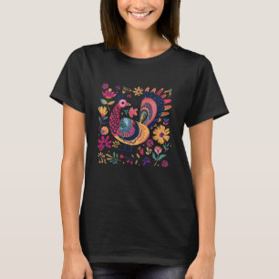 Colourful Folk Art Illustration Of A Vibrant Roost T-Shirt