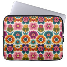 Colourful Folk Art Retro Bohemian Floral Pattern