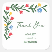 Colourful Folk Art Scandinavian Wedding Thank You