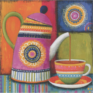Colourful folk art teapot