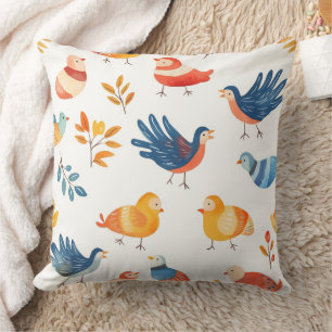 Colourful Folk Art Turkeys – Nature Inspired Autum Cushion