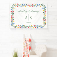 Colourful Folk Art Wildflower Monogram Wedding