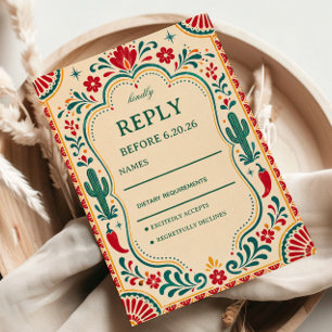 Colourful Folk Botanical Mexican RSVP Card