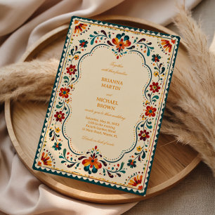 Colourful Folk Botanical Vintage Mexican Invitation