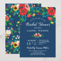Colourful Folk Bouquets - Boho Blue Bridal Shower