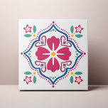 Colourful Folk Flower Azulejo Ceramic Tile<br><div class="desc">Decorate the office with this Colourful Folk Flower design. You can customise this further by clicking on the "PERSONALIZE" button. Change the background colour if you like. For further questions please contact us at ThePaperieGarden@gmail.com.</div>