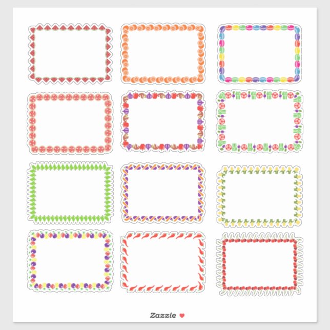 Colourful Food Theme Framed Blank Labels (Sheet)