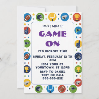 Colourful Football Game Day Party Invitation