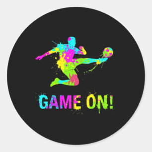 Colourful Footll Sports Motif With Paint Splash Lo Classic Round Sticker