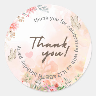 Colourful Forest Butterflies Princess Girl’s Classic Round Sticker