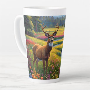 Colourful Forest Colours and Deer art Latte Mug