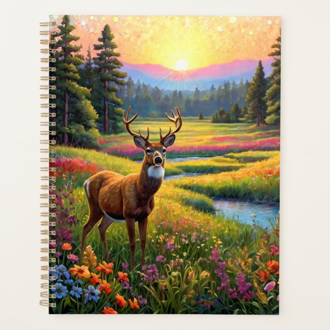 Colourful Forest Colours and Deer art Planner (Front)