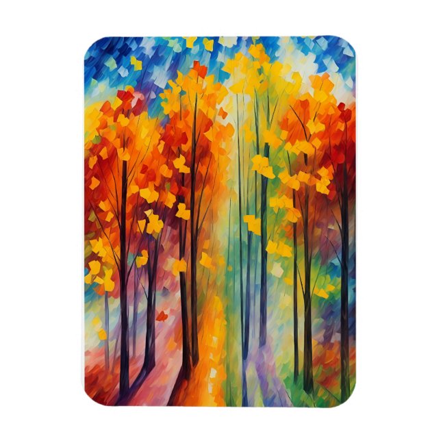 colourful forest illustration magnet (Vertical)