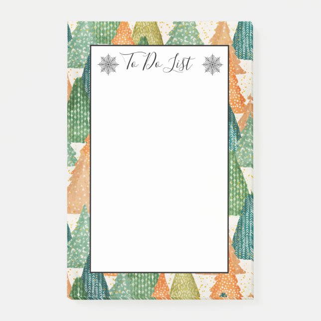 Colourful Forest of Evergreen Christmas To Do List Post-it Notes (Front)