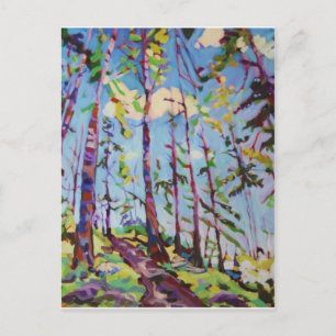 Colourful forest painting postcard