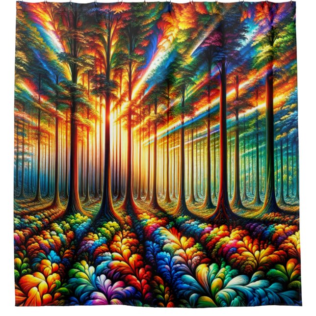 Colourful Forest Shower Curtain (Front)