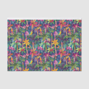 colourful forest trees, birds tissue paper