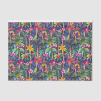 colourful forest trees, birds tissue paper