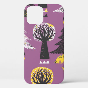 Colourful Forest With Bird Seamless Tile iPhone 12 Case