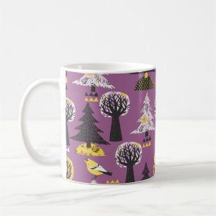 Colourful Forest With Bird Seamless Tile Coffee Mug