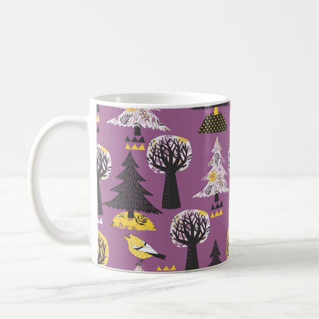 Colourful Forest With Bird Seamless Tile Coffee Mug (Left)
