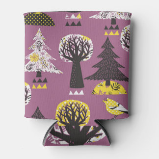 Colourful forest with birds, seamless tile. can cooler