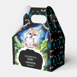 Colourful Forest Wolf Baby Shower Favour Box