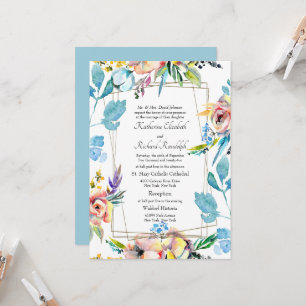 Colourful Formal Floral Bride Parents Wedding Invi Invitation