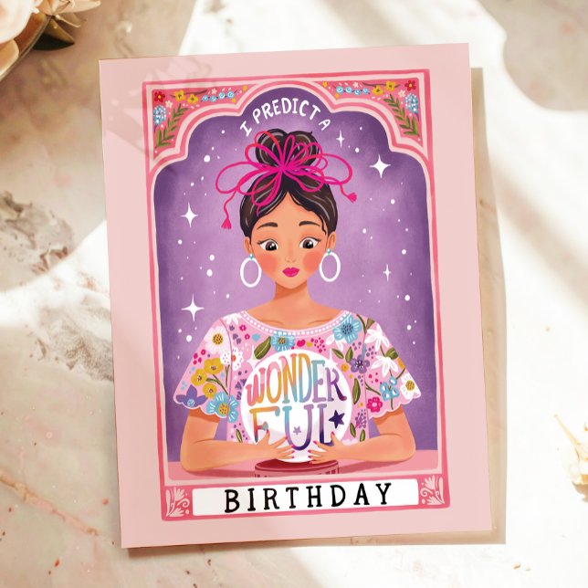 Colourful Fortune Teller Tarot Illustrated Birthda Postcard (Creator Uploaded)