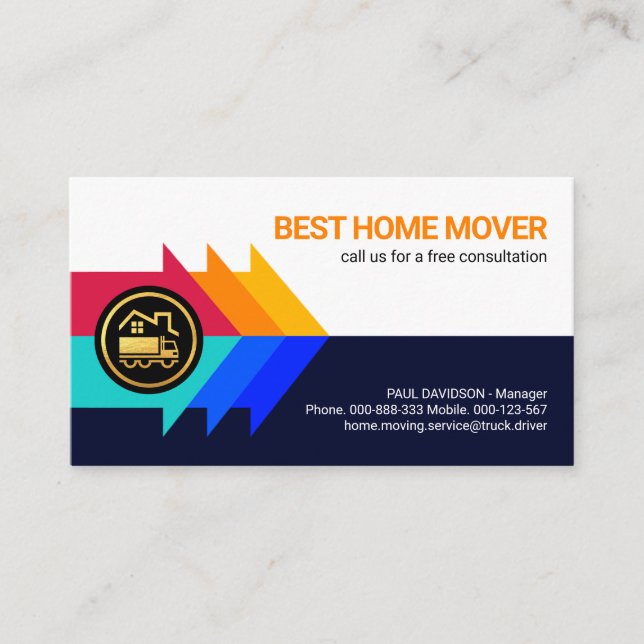 Colourful Forwarding Arrows Trucking Business Card (Front)