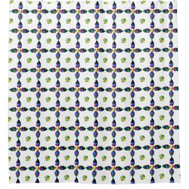 Colourful Four-Leaf  Shower Curtain (Front)