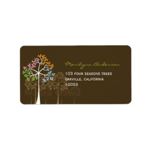 Colourful Four Seasons Trees Wedding Address Label