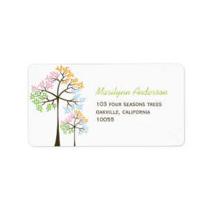 Colourful Four Seasons Trees Wedding Address Label