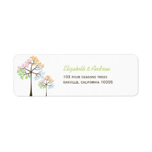 Colourful Four Seasons Trees Wedding Address Return Address Label