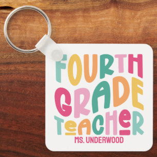 Colourful Fourth Grade Teacher Appreciation Custom Key Ring