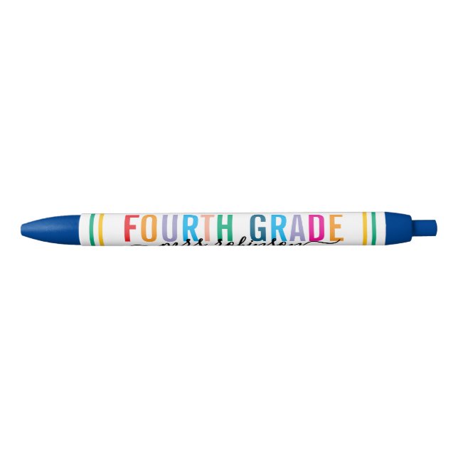 Colourful Fourth Grade Teacher Pen with Custom Nam (Front)