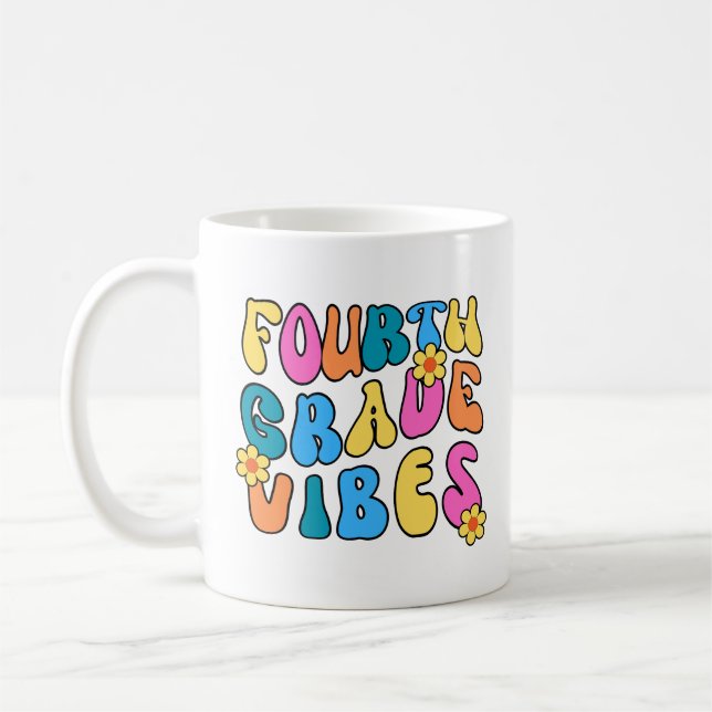 Colourful Fourth Grade Vibes– Back to  school Retr Coffee Mug (Left)