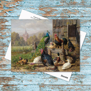 Colourful Fowl Barnyard Carl Jutz Postcard